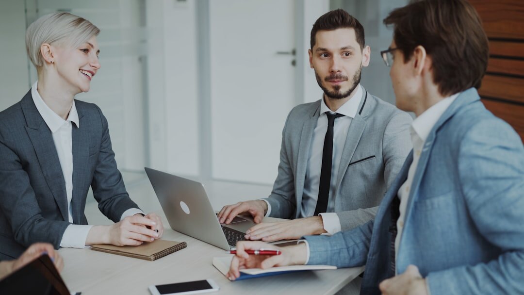 group of business people in discussion