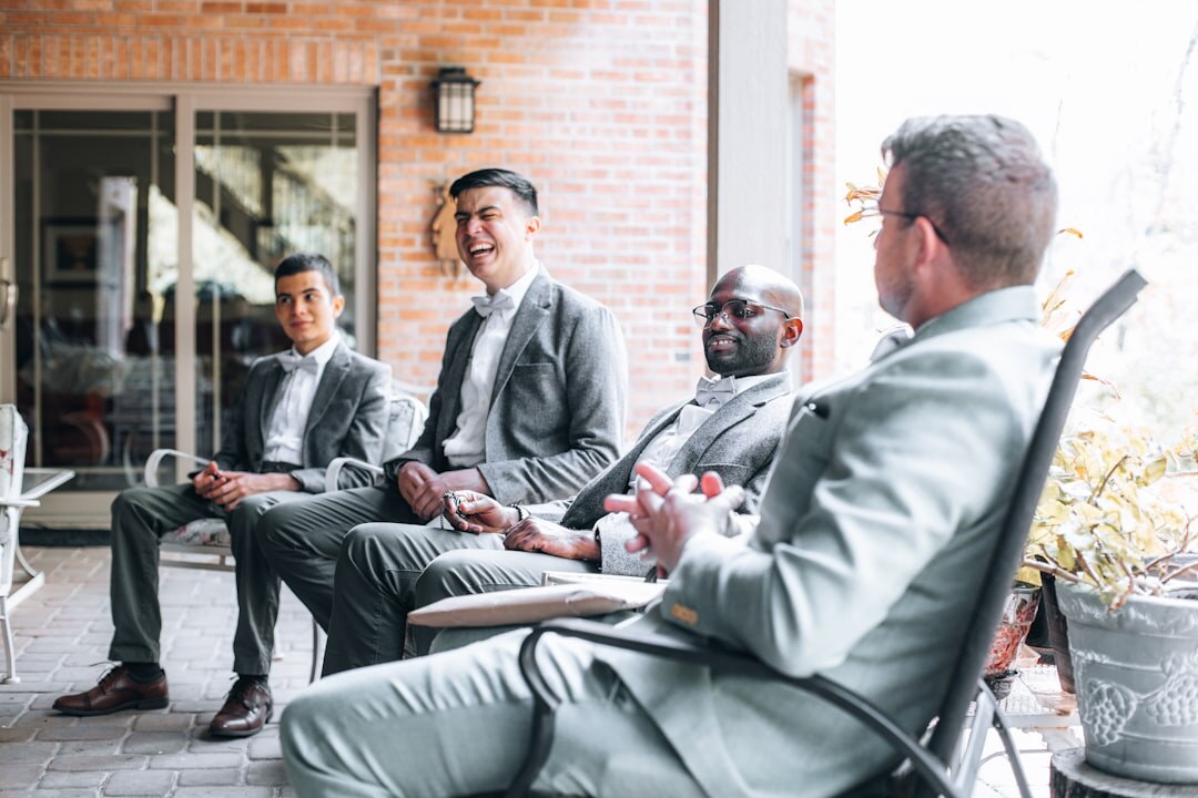 group of businessmen discussing