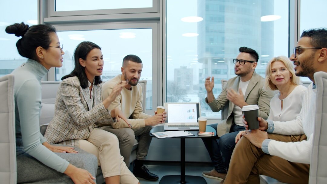 group of professionals talking